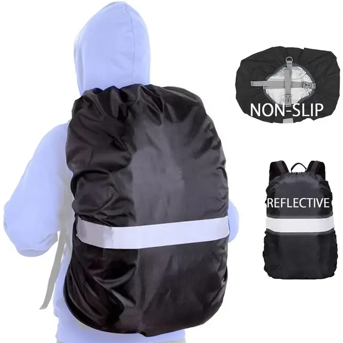 Juste de pluie imperméable pour sac à dos avec sangle, sac à dos amélioré, randonnée, camping, cyclisme, 15L-65L