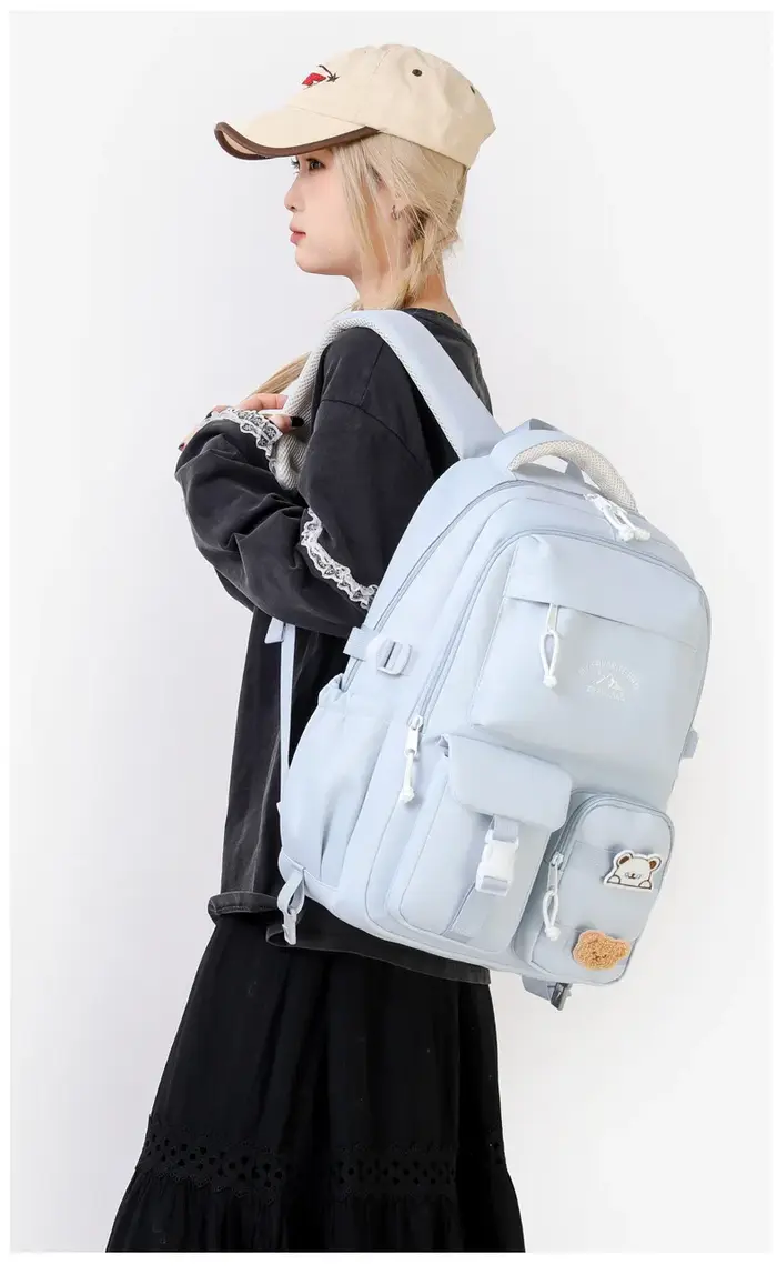 Sac à dos de style collège japonais Ins avec pendentif