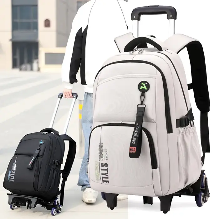 Sac d'école avec roulettes sac à dos roulant pour garçon enfants étudiant sac à dos