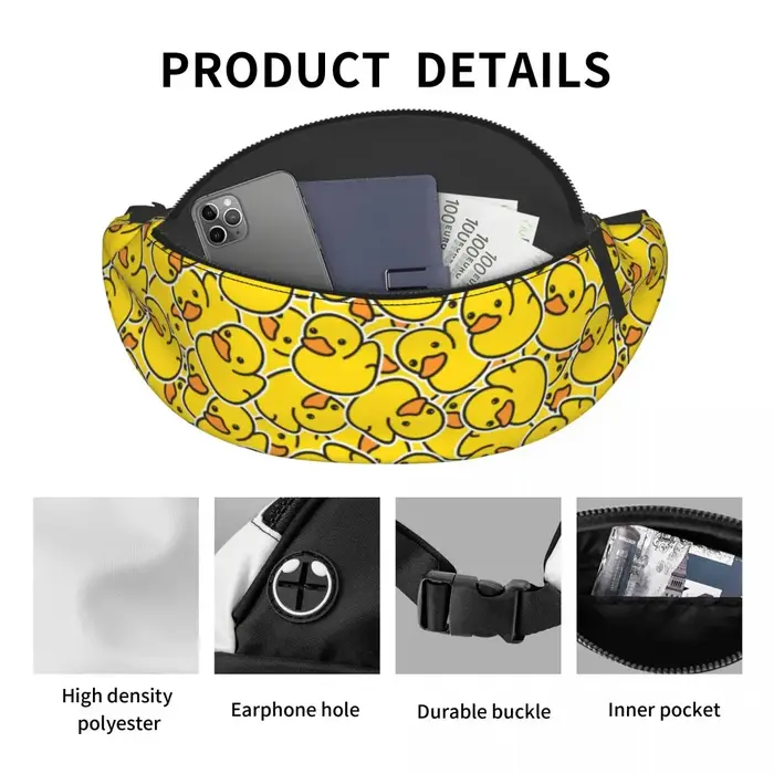 Sac banane personnalisé canards jaunes pour femmes et hommes