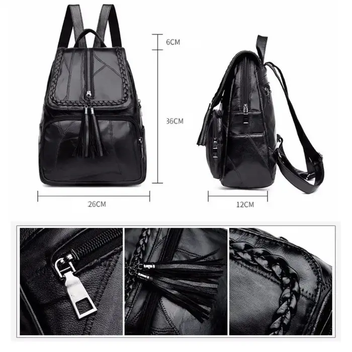 Sac à dos noir à la mode et polyvalent