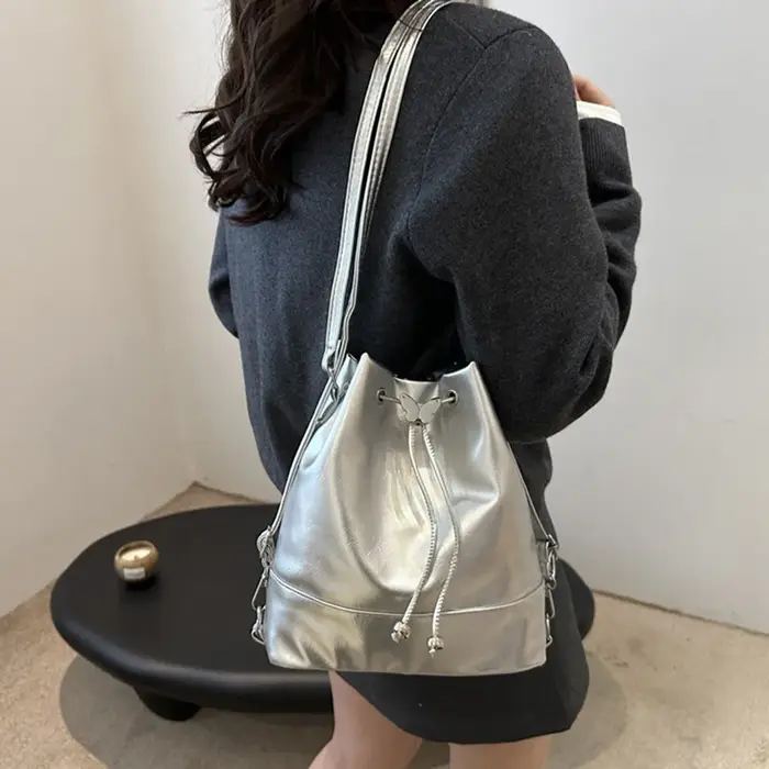 Sac à dos tendance style preppy en PU avec nœud