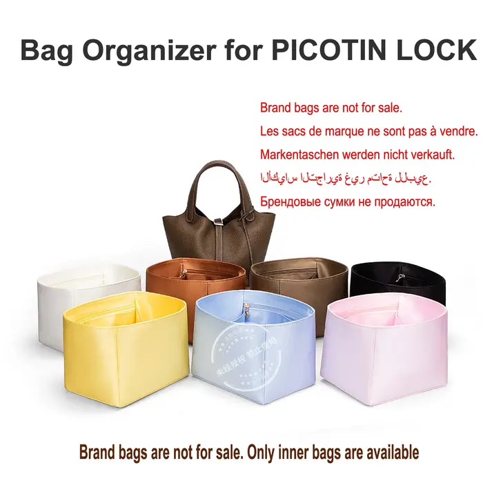 Organisateur de sac en soie acétate de haute qualité pour sac Picotin Lock Bucket