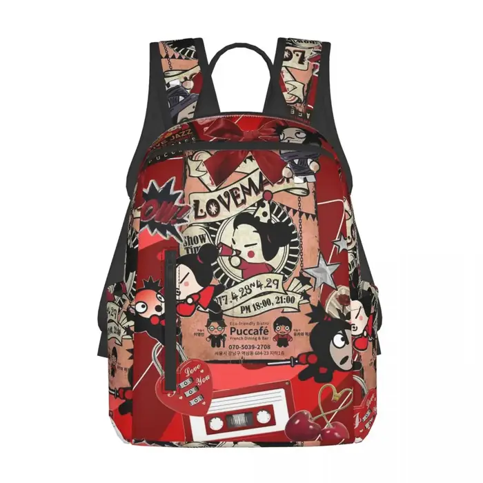 Pucca E Garu Sac à dos d'étudiant, sac d'école, sac à dos de randonnée, sac à dos de voyage pour hom