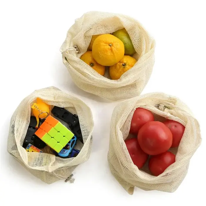 Sac en filet pour fruits avec cordon de serrage