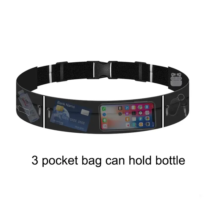Sac banane de course avec bouteille d'eau 550 ml pour femme et homme, pochette de téléphone, sac de 