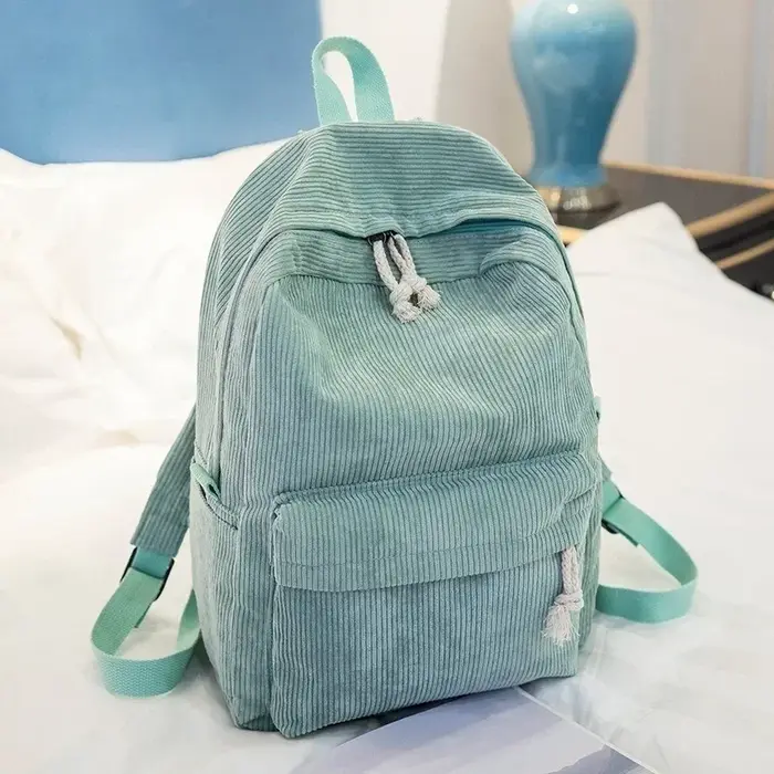Sac à dos en velours style coréen grande capacité décontracté pour étudiant unisexe tendance pour l'extérieur et le quotidien
