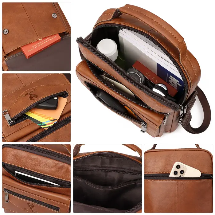 HUMERPAUL – petit sac messager en cuir véritable pour hommes