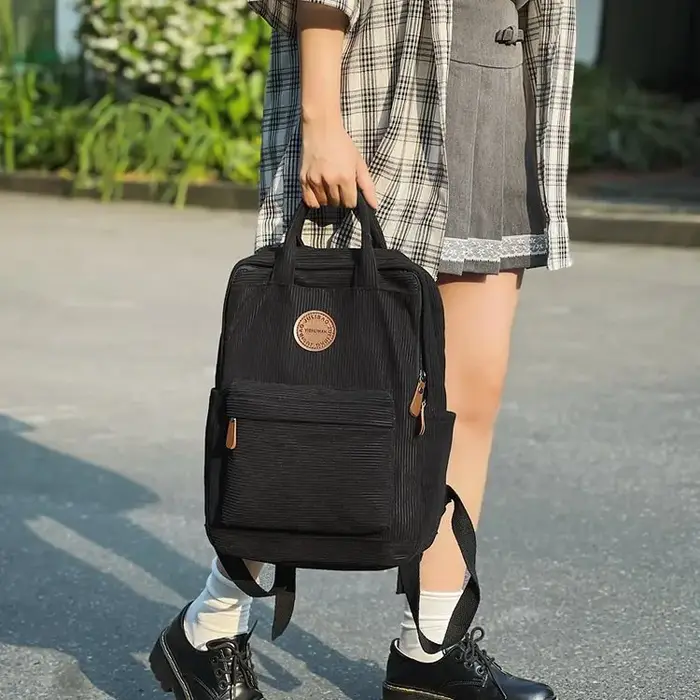 Sac à dos décontracté en velours côtelé pour adolescents