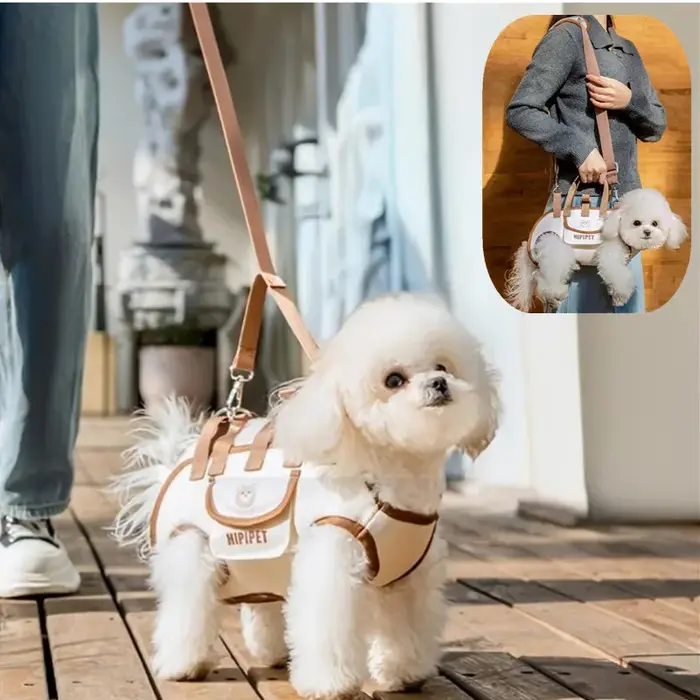 Sac à dos avec harnais pour chien, porte-animaux de compagnie pour petit chien, harnais de levage pour tout le corps, sac à bandoulière à forte charge pour chat