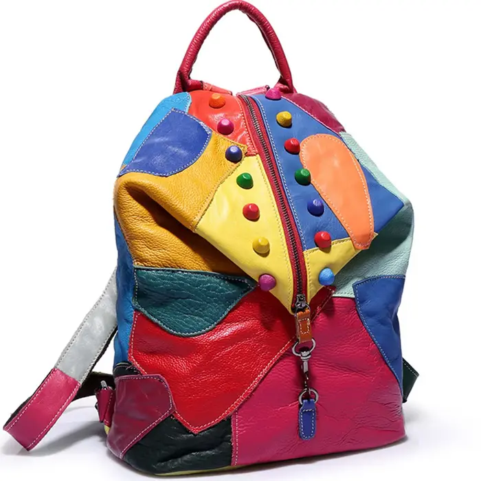 Mn Stitching-Sac à dos RiSALE en cuir, résistant à l'usure, étanche, pour 03/Work, voyage, fête