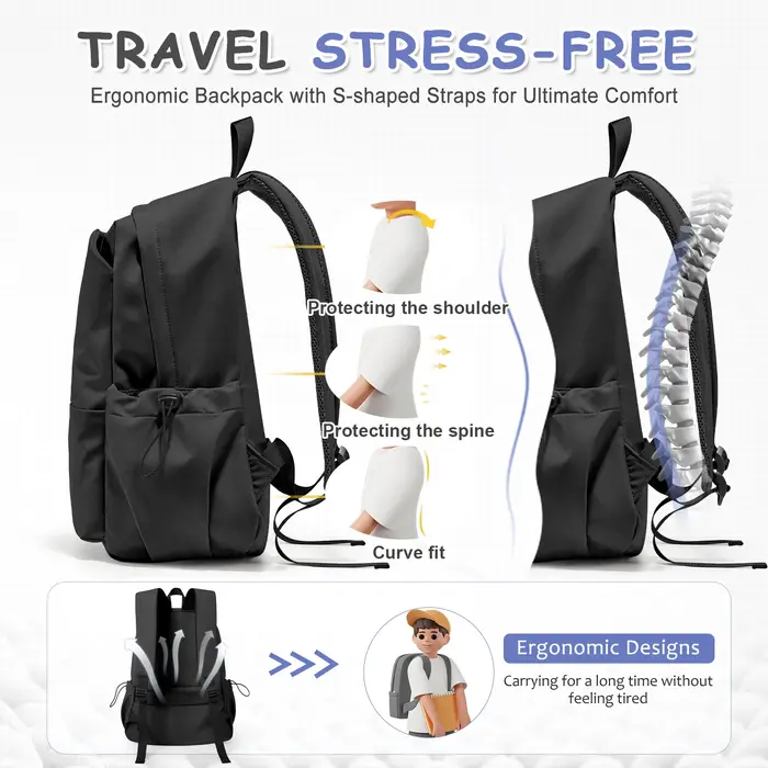 Sac à dos léger pour femmes hommes lycée collège Bookbag pour adolescent mignon