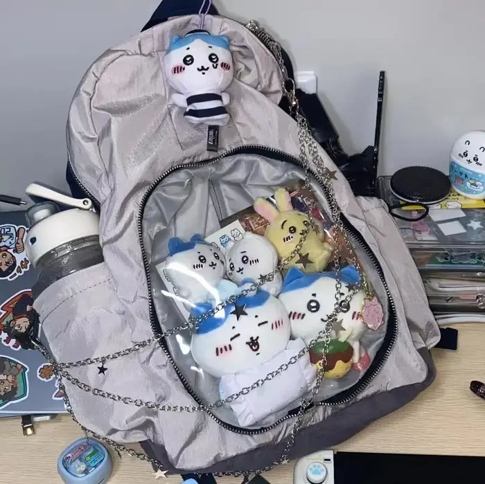 Y2K décontracté Ita sacs à dos grande capacité sacs à dos mignon fille Transparent affichage sac à d