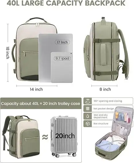Lot de 4 sacs à dos de voyage 40L pour femmes