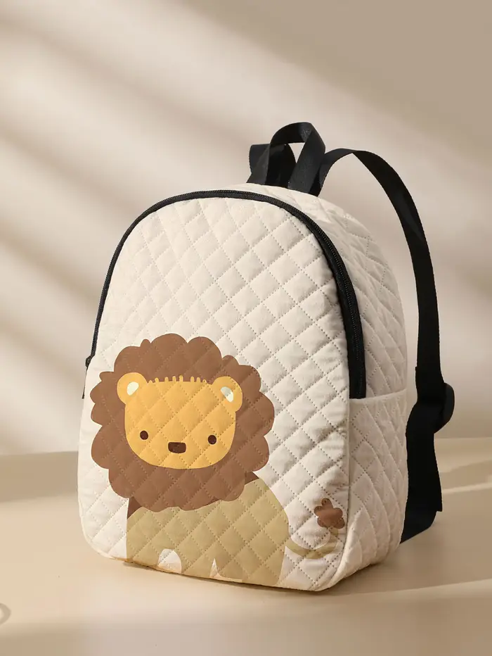 Sac à dos compact matelassé à imprimé lion