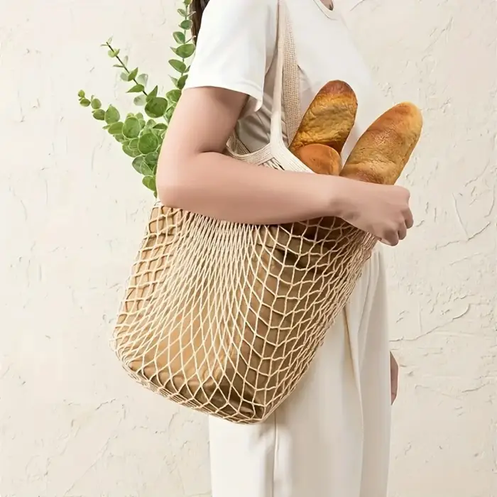 1 sac en maille de coton pur biologique portable