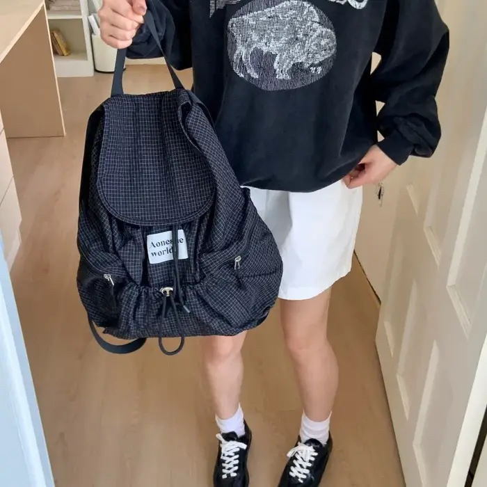 Sacs à dos décontractés en Nylon à carreaux, grande capacité, doux, de haute qualité, Style rétro classique, sacs d'école portables pour femmes, 2026