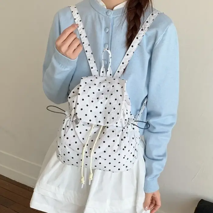 Sac à dos à pois multi-poches pour fille