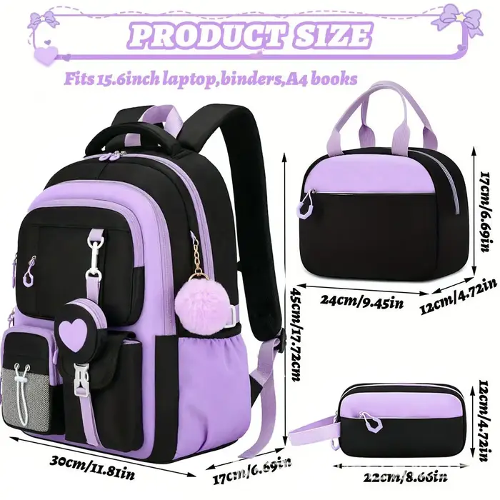 Sacs d'école pour enfants pour adolescentes ensemble cartable Kawaii école primaire 3 pièces sac à dos de lycée