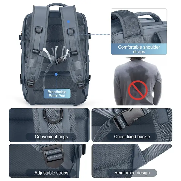 Sac à dos de voyage Extra Large pour hommes et femmes, sac à dos de transport évolutif approuvé par