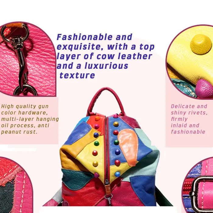 Mn Stitching-Sac à dos RiSALE en cuir
