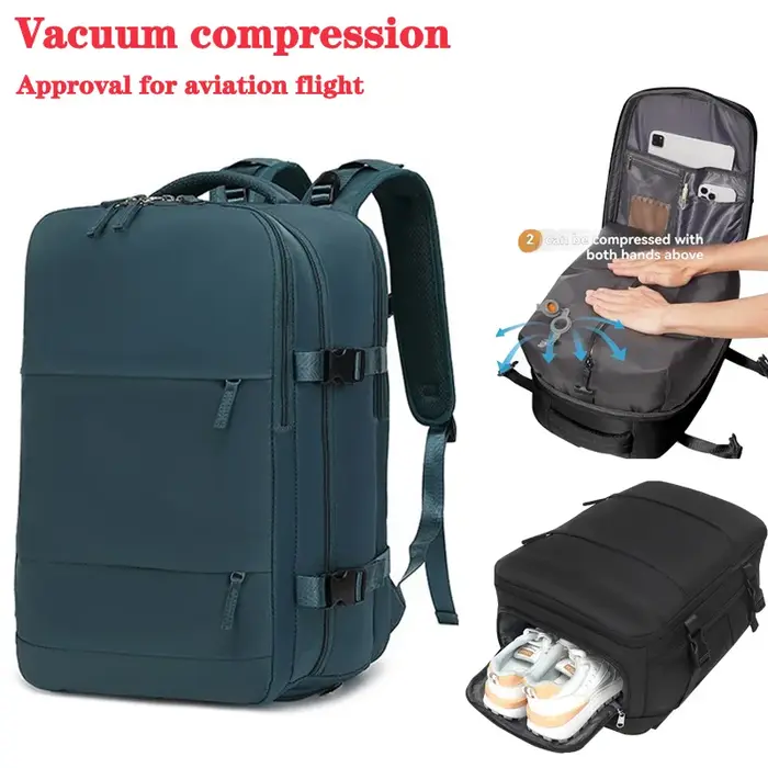 Sac à dos de voyage à pompe à air intégrée scellé sous vide