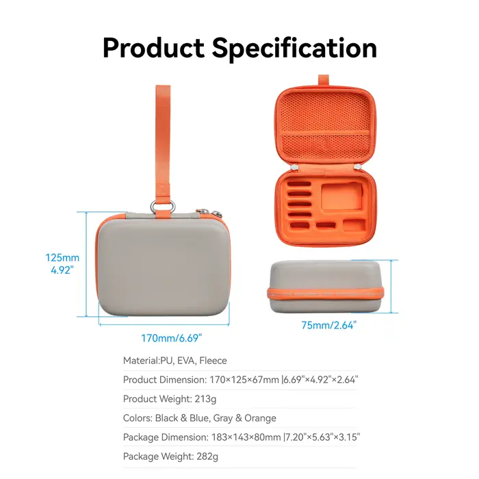 TELESIN DisAdv sac de rangement pour caméra d'action pour DJI Osmo Action 6 5pro 4 boîte sac de protection étanche
