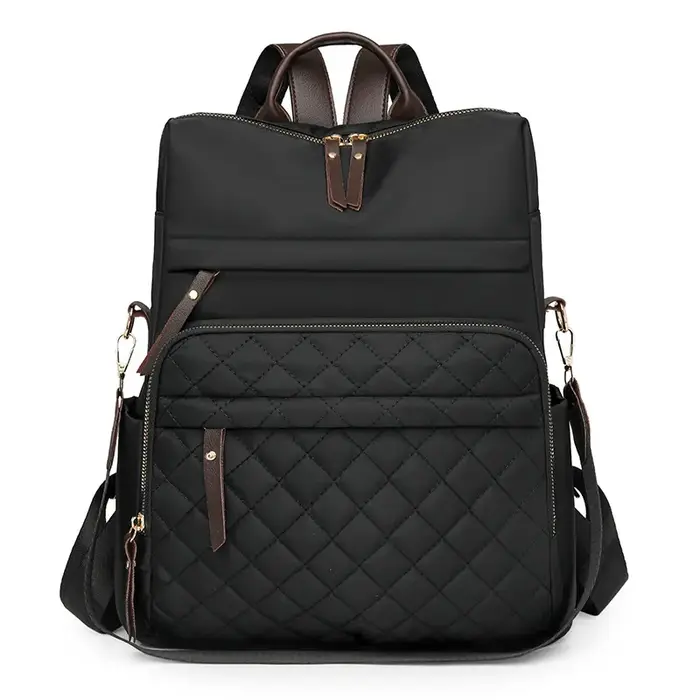 Sac à dos matelassé en cuir brodé pour femmes