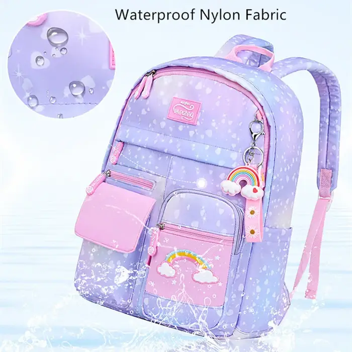 Kawaii rose violet école primaire sac à dos pour filles mignon arc-en-ciel étudiant Bookbag