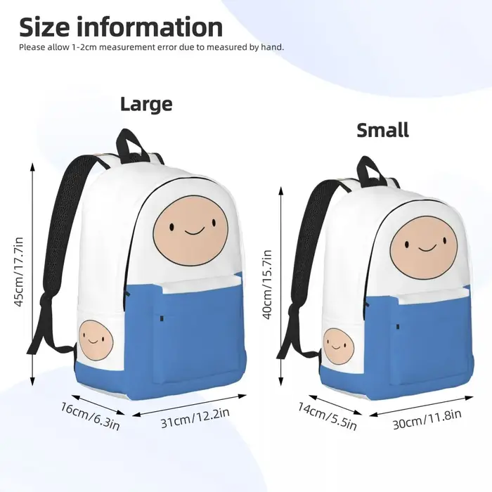 Finn The Human Cartable Cartable Cartable pour Enfants et Adultes, AdventureTime Cartable, Maternelle, Étudiant, Garçon, Fille, Sac à Dos