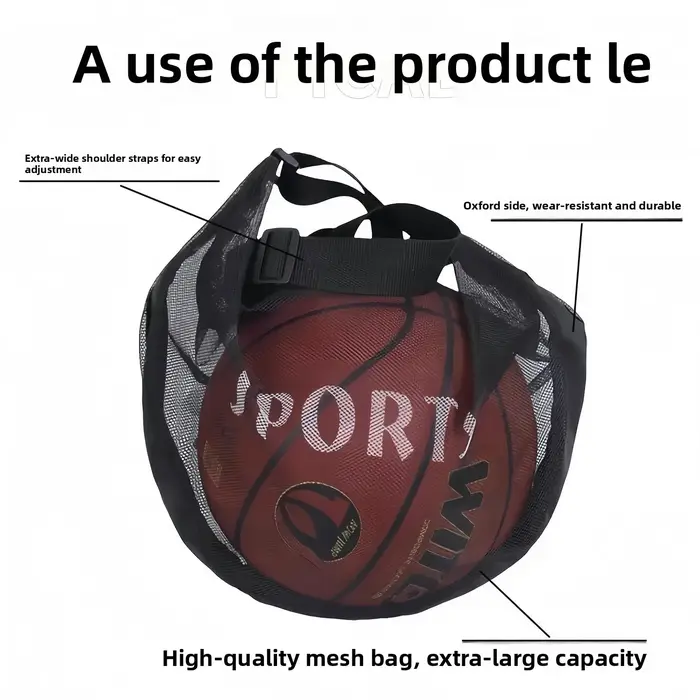 Sac de basket-ball en maille légère-sac de sport à bandoulière Portable pour volley-ball de football