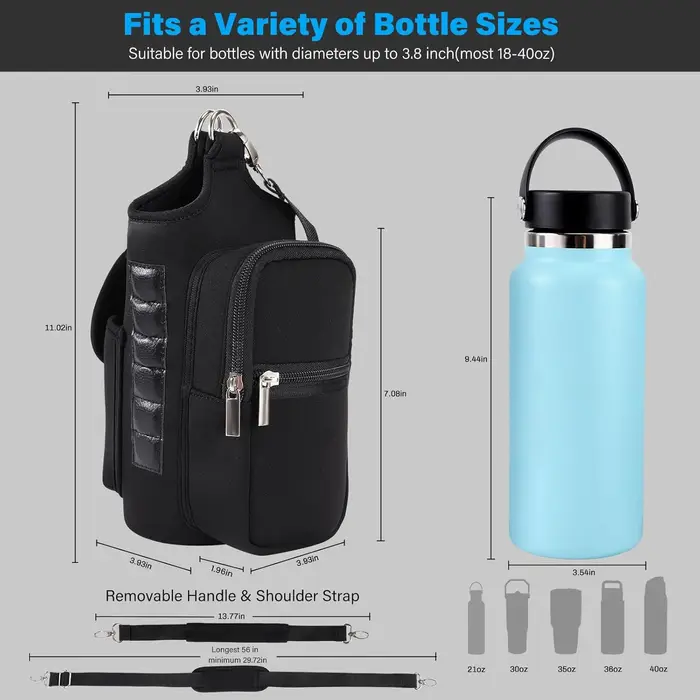 Sac de sport magnétique porte-bouteille d'eau avec poches pour téléphone et bandoulière