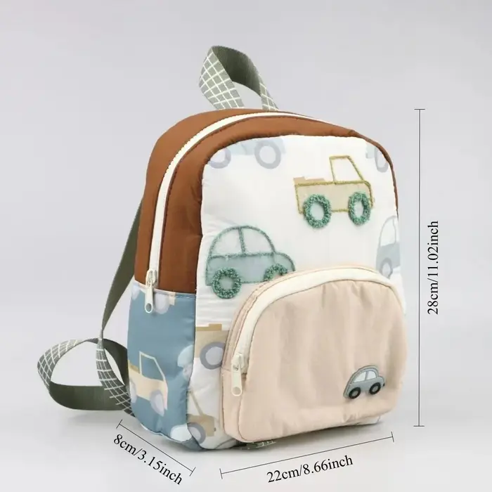 Sac à dos personnalisé pour enfants avec broderie de voiture-sac à couches pour tout-petits avec nom