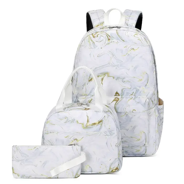 Sac à Dos d'École pour Adolescentes, Grande Capacité, Imprimé, pour Écoliers, Ensemble pour Déjeuner