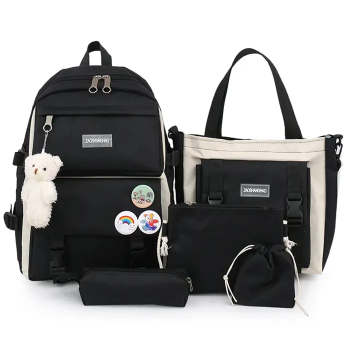5 pièces Kit sac à dos femme mode dame haute capacité étanche collège