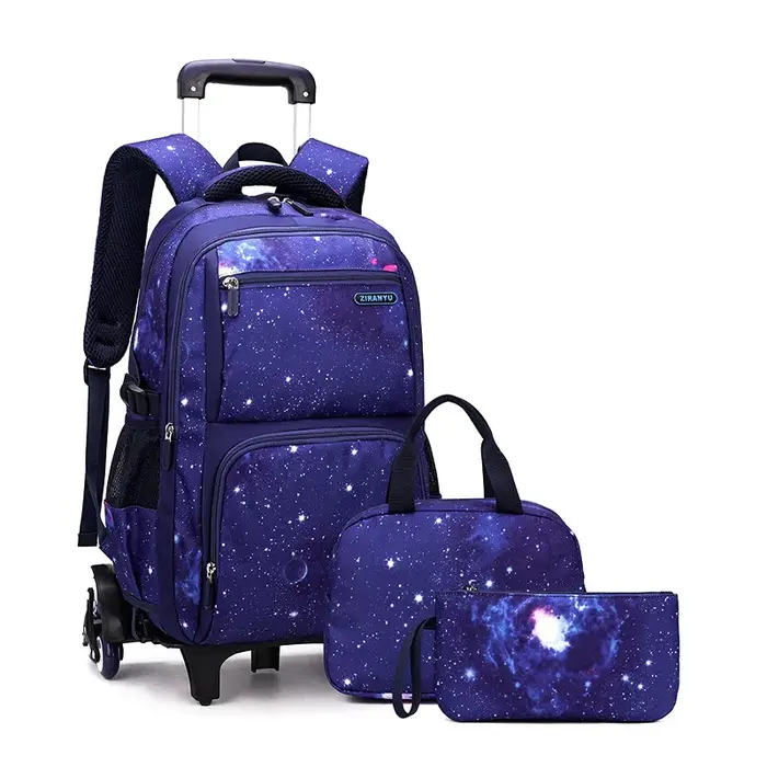 Avec boîte à déjeuner chariot sacs d'école sac à dos roulant pour garçons sac à roulettes bagage à main pour enfants