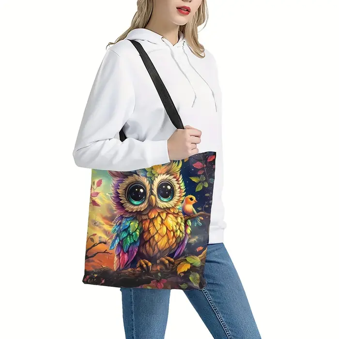 Sac fourre-tout chic imprimé hibou – Léger et durable