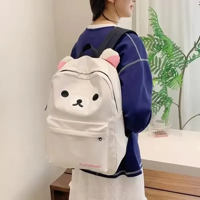 Sac à dos Kawaii Rilakkuma Ours Mignon Grande Capacité Anime Dessin Animé Sac à Dos Élégant pour Étudiant Sac d'école Sacs à Bandoulière Cartable