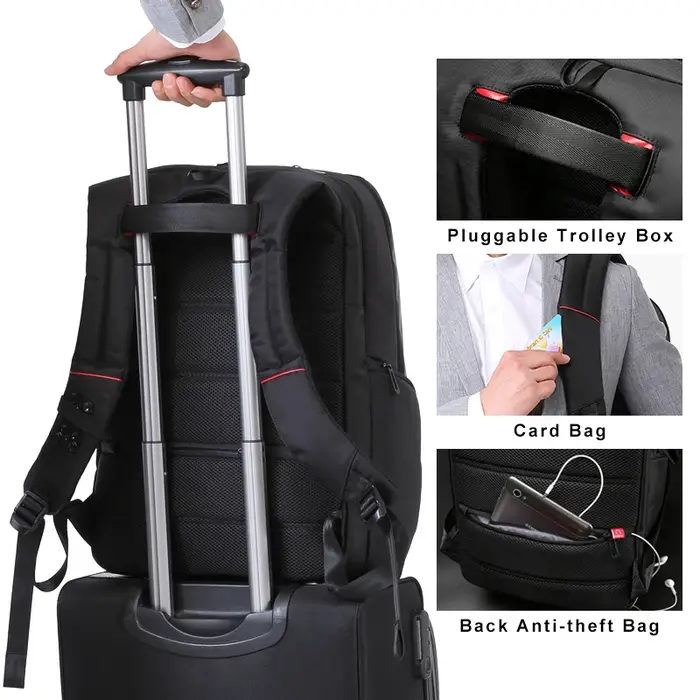 Kingsons hommes sacs à dos 15 ''17'' sac à dos pour ordinateur portable USB chargeur sac antivol sac