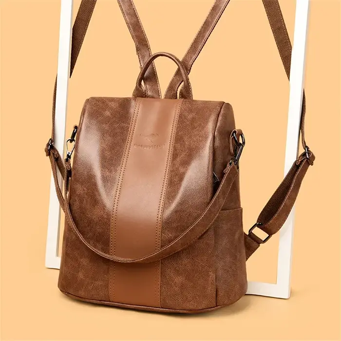 Sac à dos en cuir antivol pour femme