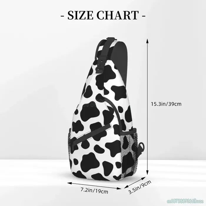 Sac à dos à bandoulière imprimé vache noir et blanc