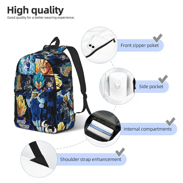 Sac à dos DBZ Vegeta Blue Goku pour hommes et femmes