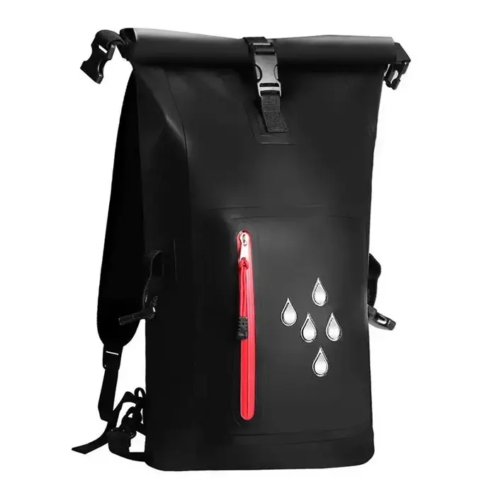 Sac à dos étanche avec fermeture à roulettes robuste, sac de natation avec poche frontale à fermetur