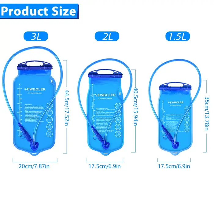 NEWBOLER sac d'eau réservoir sac de réapprovisionnement en eau sac de rangement sans bisphénol 1.5L 2L 3L course sport