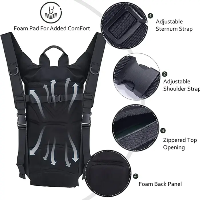 Sac à eau étanche 3L, sac à dos de sport de plein air