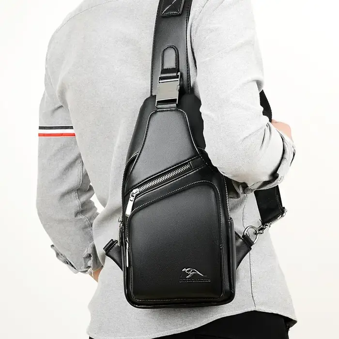 Kangourou marque hommes sac de poitrine 2025 mode Pu cuir fronde côté mâle sacs à bandoulière affaires concepteur sac