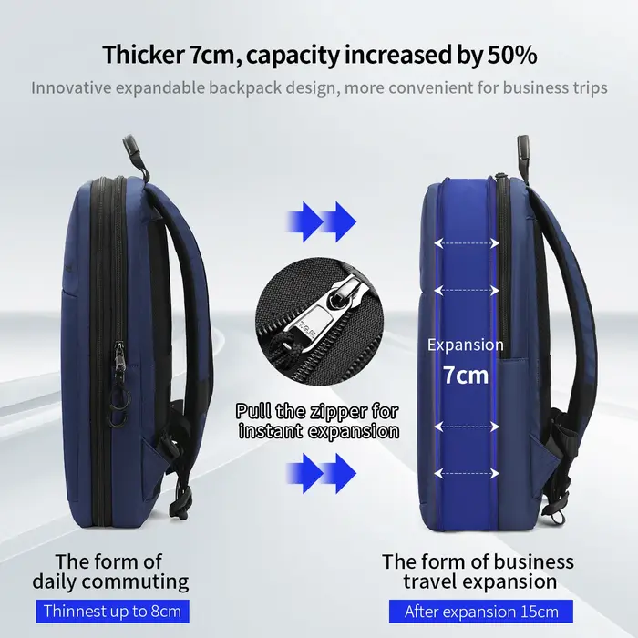 Tigernu sacs à dos extensibles pour hommes 15.6 pouces sac à dos pour ordinateur portable sacs collè
