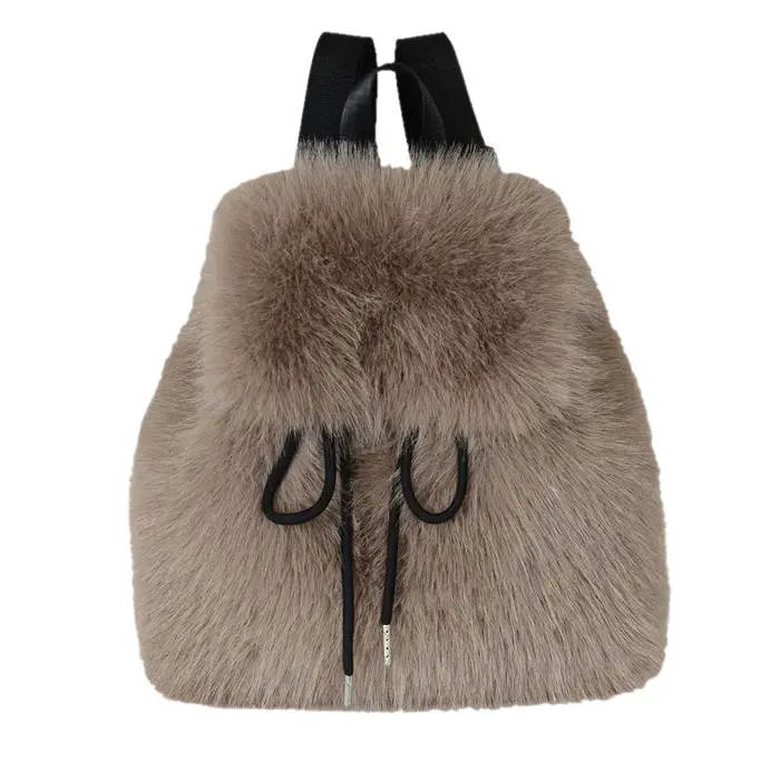 Y2k sac à dos en peluche femmes petit mignon cordon léopard moelleux sac solide doux polaire sac à dos hiver chaud fausse fourrure Mini sac à dos
