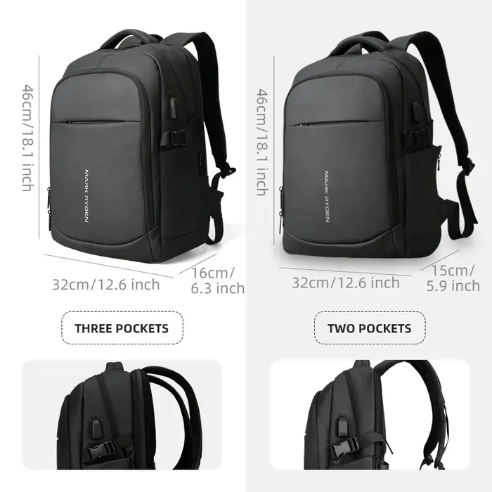 MARK RYDEN-sac à dos étanche pour hommes, 15.6 pouces, avec poches multicouches, chargement USB, pou