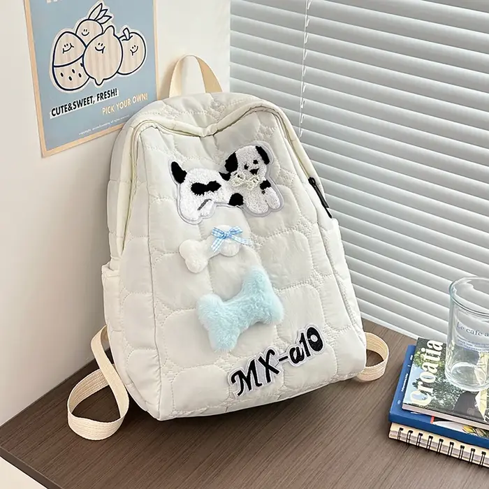 Sac à dos brodé de dessin animé en nylon pour filles